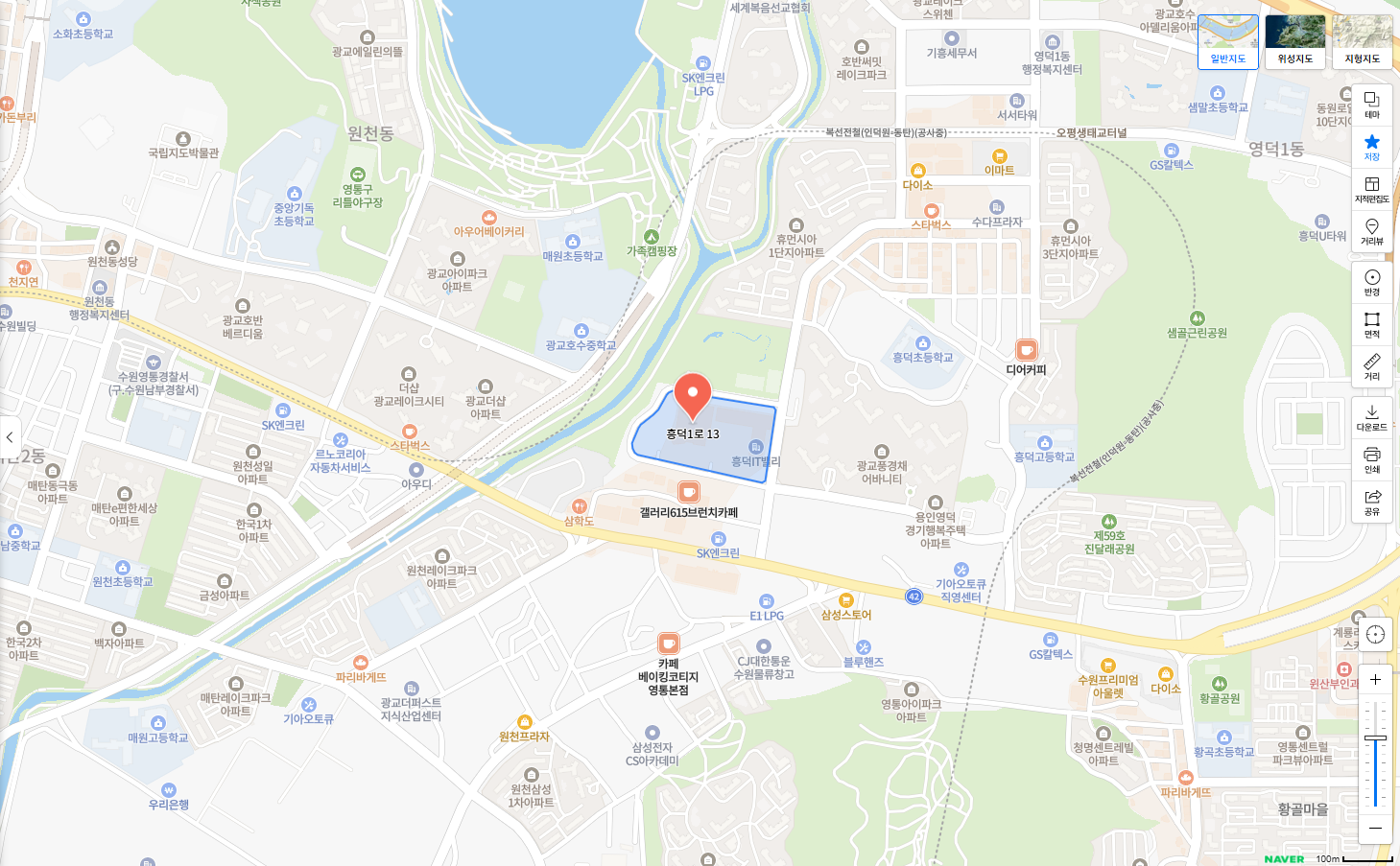 경기도 용인시 기흥구 흥덕1로 13 흥덕IT밸리 위치 지도