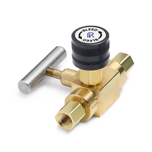 Block & bleed valve - 1/8 (F) NPT inlet x 1/8 (F) NPT outlet, 황동