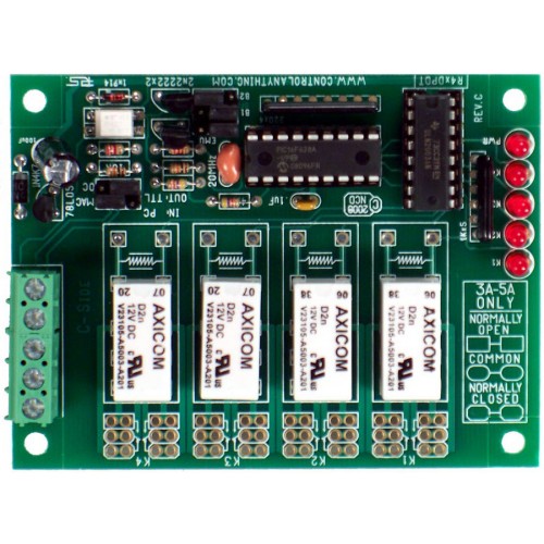 4 개의 DPDT 소 신호 릴레이가있는 RS-232 릴레이 컨트롤러