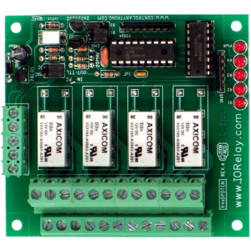 RS-232 4 채널 DPDT 릴레이 컨트롤러 (터미널 블록 인터페이스 포함)
