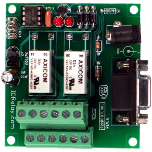 직렬 인터페이스가있는 RS-232 2 채널 DPDT 릴레이 컨트롤러