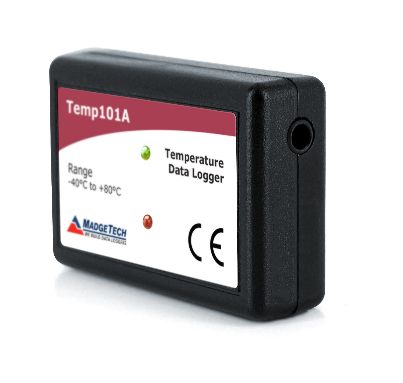 MadgeTech Temp101A - 측면 접속부 구멍이 보이는 Temp101A