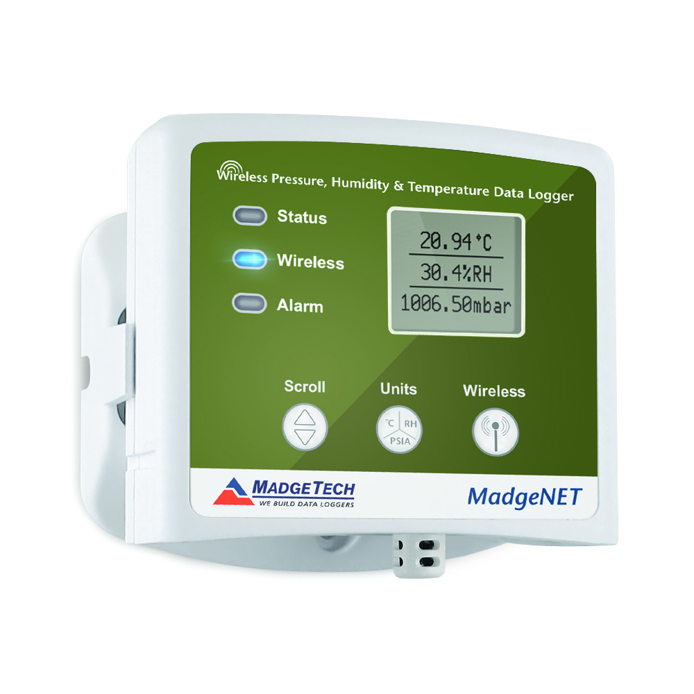 MadgeTech RFPRHTemp2000A - 벽걸이 방향에서 본 RFPRHTemp2000A