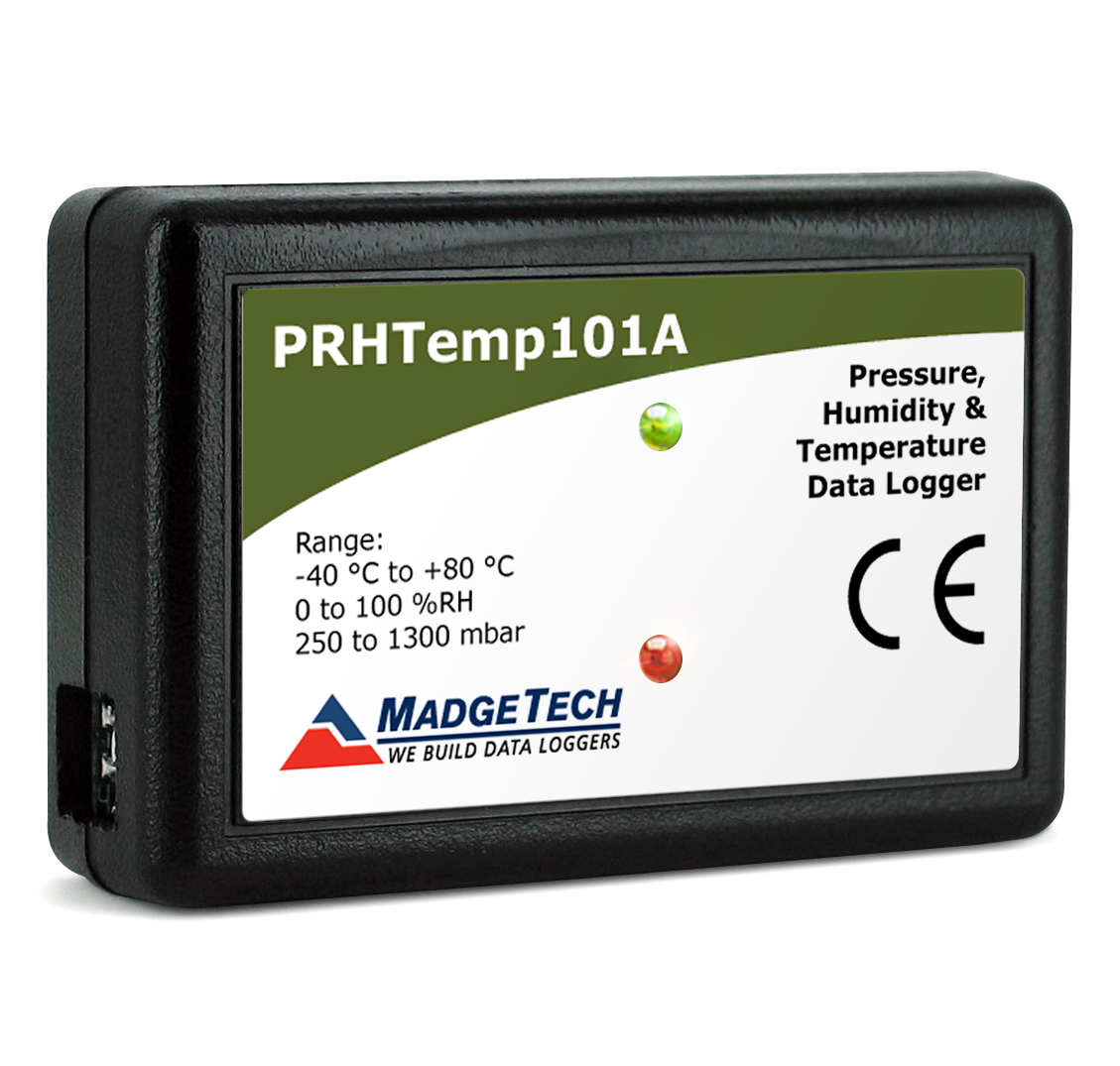 MadgeTech PRHTemp101A - LED 표시가 있는 PRHTemp101A 정면