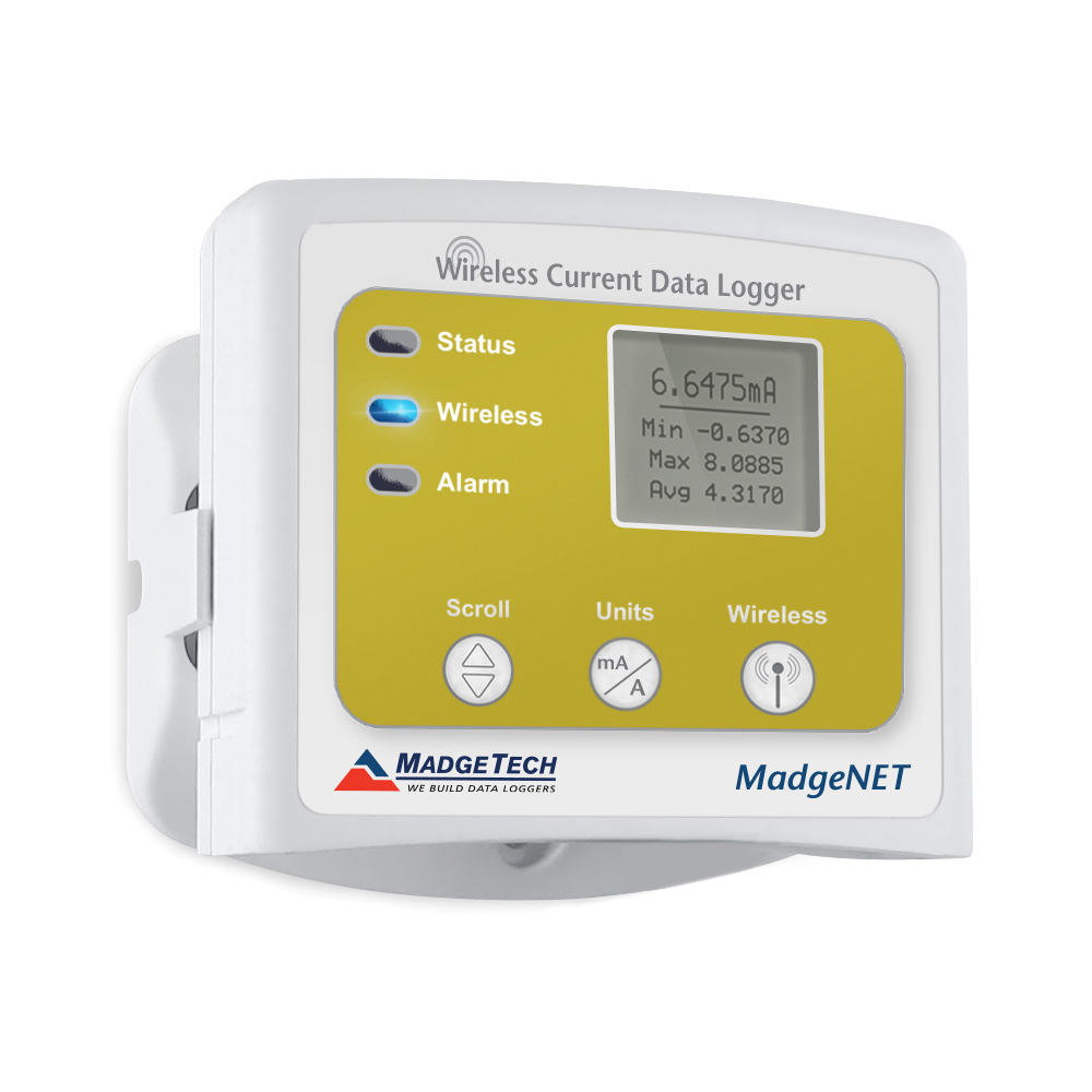 MadgeTech RFCurrent2000A - LCD에 현재 값과 통계를 표시한 RFCurrent2000A