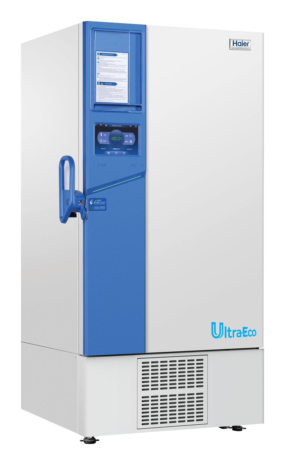 Haier Biomedical UltraEco DW-86L580BPT 초저온 냉동고 - 폭이 넓은 UltraEco 모델 사선 외관