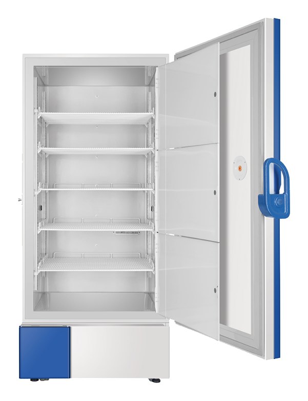 Haier Biomedical DW-30L278 -30 °C 직접 냉각 냉동고 · 278~531 L - 도어를 열어 선반 칸이 보이는 단문 모델 내부