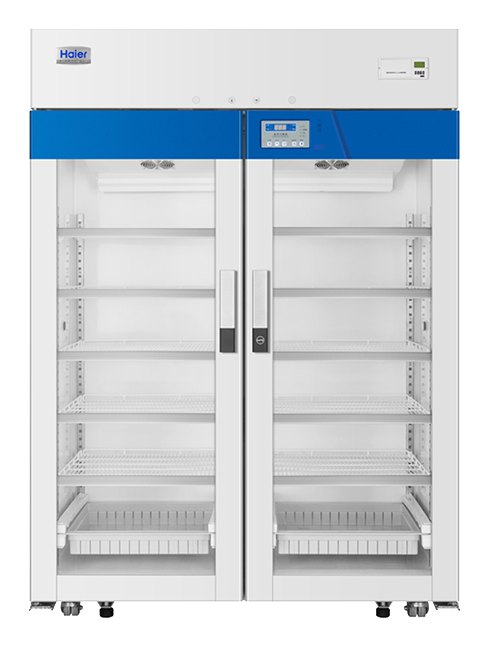 Haier Biomedical HYC-509 LED 약품 냉장고 - 같은 디자인의 양문 유리 도어 대형 모델