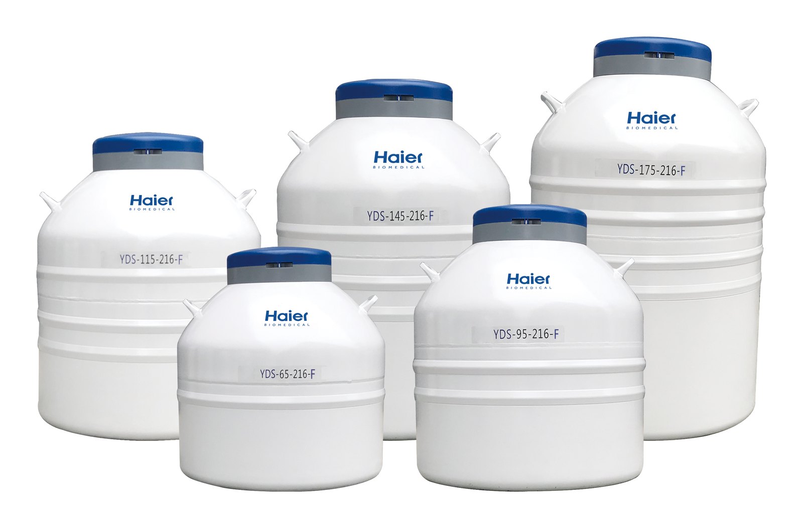 Haier Biomedical YDS-65-216-F ~ 175-216-F 중형 액체질소 보관 용기 - YDS-65부터 YDS-175-216-F까지 용량별 라인업