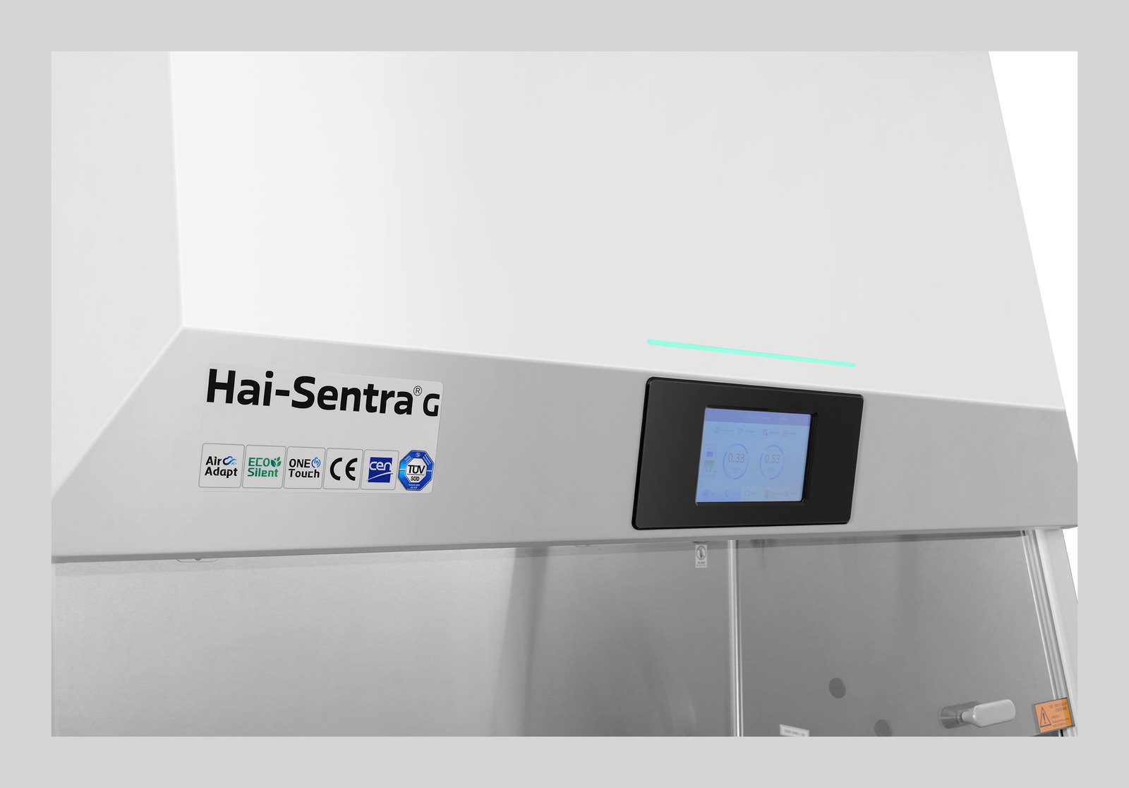 Haier Biomedical Hai-Sentra G HR900·HR1200·HR1600-IIA2-G Class II A2 생물안전작업대 - 전면 상부 중앙의 터치스크린 확대