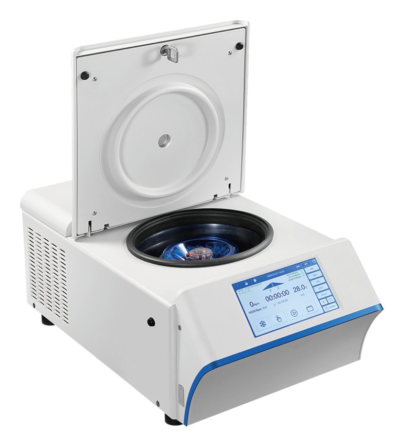Haier Biomedical LX-185T100R 탁상형 고속 냉장 원심분리기 - 뚜껑을 열어 로터 챔버가 보이는 본체