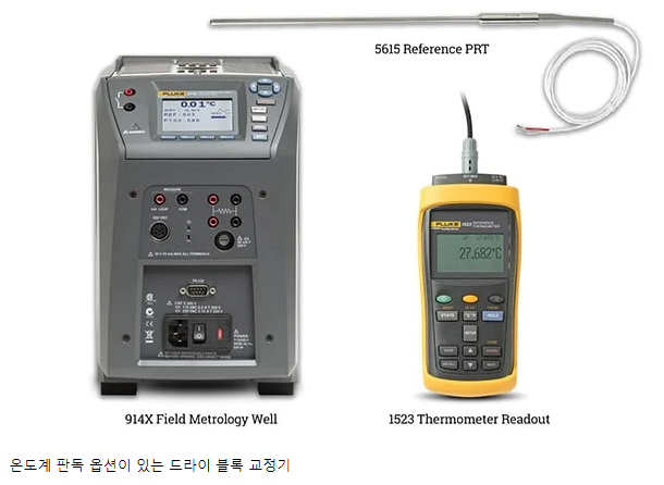 외부 온도계로 판독하는 드라이 블록 교정기