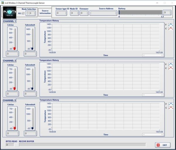 LabVIEW 센서 화면 예시(3채널 열전대 센서)