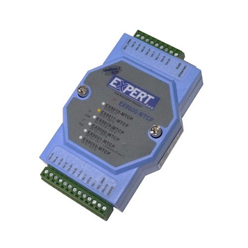 EXPERT DAQ Modbus TCP 8 analog input - 푸른색 케이스에 터미널 블록이 달린 아날로그 입력 모듈
