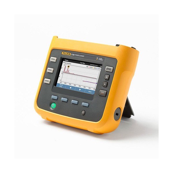 Fluke 1736 - 스탠드를 세운 본체 화면과 조작 버튼 모습