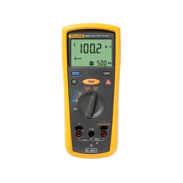 Fluke 1507 - 표시창과 다이얼이 보이는 절연저항계 전면