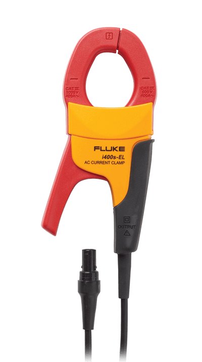 FLUKE i400E ESP - 붉은 클램프 헤드와 출력 커넥터 케이블이 있는 전류 클램프
