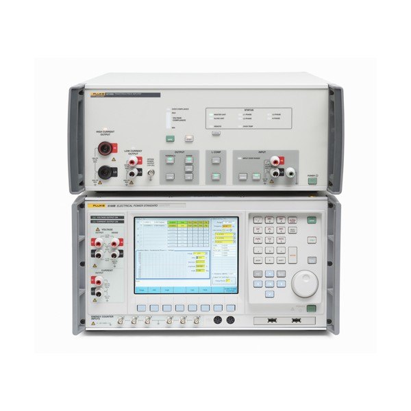 FLUKE CALIBRATION 52120A - 교정기 위에 전류 증폭기를 쌓아 연결한 구성