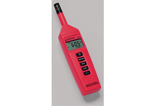 AMPROBE TH-3 - 표시창과 센서가 있는 붉은색 휴대용 온습도 미터