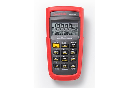 AMPROBE TMD-55W - 표시창과 조작 버튼이 있는 휴대용 온도계 전면