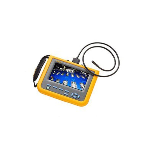 Fluke DS701 - 화면에 영상이 표시된 내시경 모니터와 탐침 케이블
