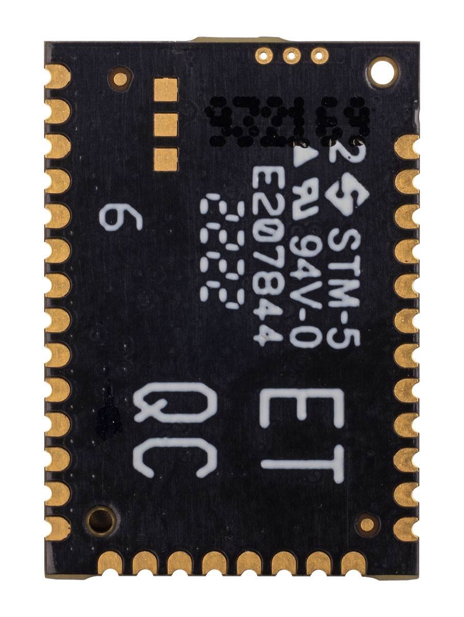 DIGI XK3-B5M-WBT - 모듈 뒷면의 단자 패드와 각인 확대