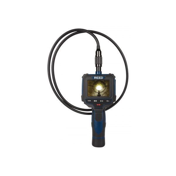 REED INSTRUMENTS R8500 - 화면이 켜진 검사 카메라를 정면에서 본 모습