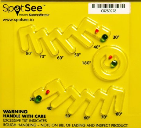 SpotSee TiltWatch PLUS - 각도 눈금과 지시구가 있는 기울기 인디케이터