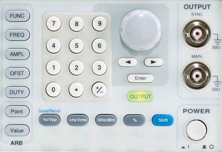 GWINSTEK AFG-2100/2000 시리즈 - 숫자 키패드와 다이얼, 출력 단자가 있는 조작부
