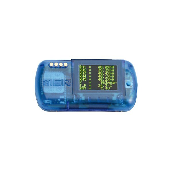 MSR147WD (BLE) - 표시창에 측정값이 나타난 투명 파란색 데이터로거