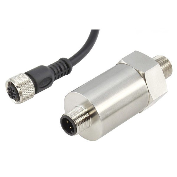 NCD PR52-33 - M12 커넥터 케이블과 스테인리스 압력 센서 모습