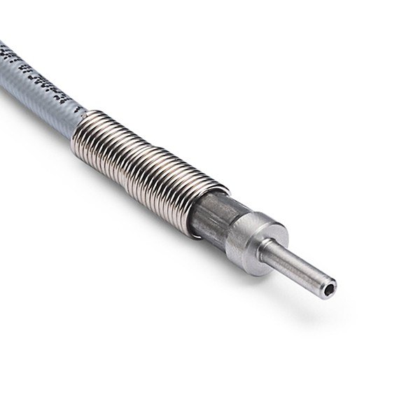 RALSTON INSTRUMENTS 1S1S-HOS-10m - 금속 외장 호스 끝단의 스테인리스 피팅 확대 모습