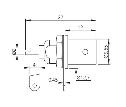 ELECTRO-PJP 7035.0 - BNC 패널 커넥터의 치수도