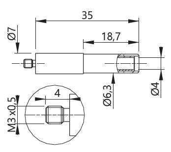 ELECTRO-PJP AdaSpM3 - M3 나사형 테스트 포인트 어댑터의 치수도