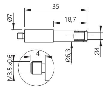 ELECTRO-PJP AdaSpM3.5 - M3.5 나사형 테스트 포인트 어댑터의 치수도
