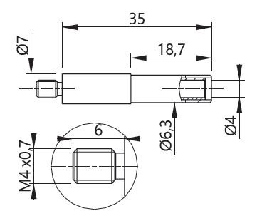 ELECTRO-PJP AdaSpM4 - M4 나사형 테스트 포인트 어댑터의 치수도