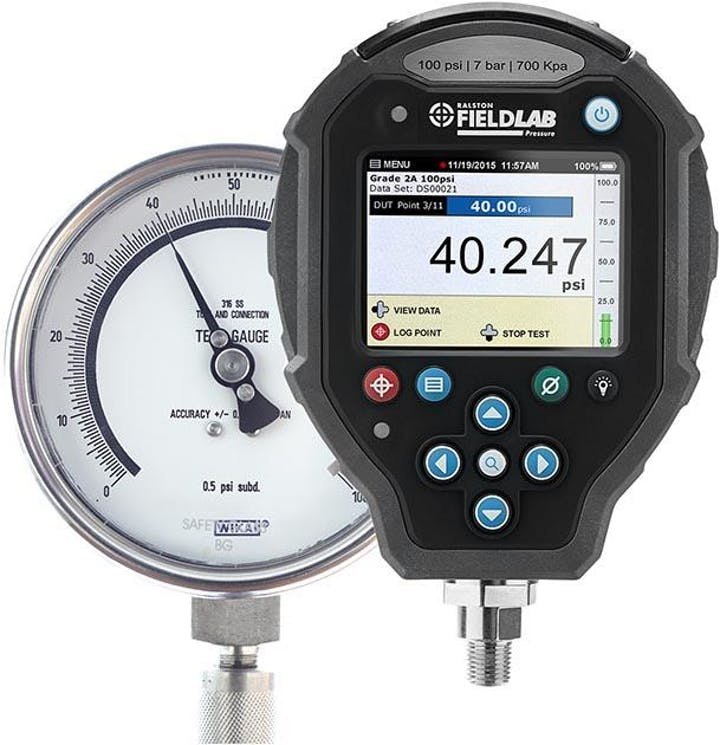 RALSTON INSTRUMENTS FieldLab - 아날로그 게이지 옆에 연결한 디지털 압력계 표시창