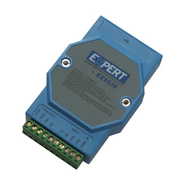 EXPERT DAQ EX9530 - 파란색 케이스와 녹색 단자대가 보이는 컨버터 본체