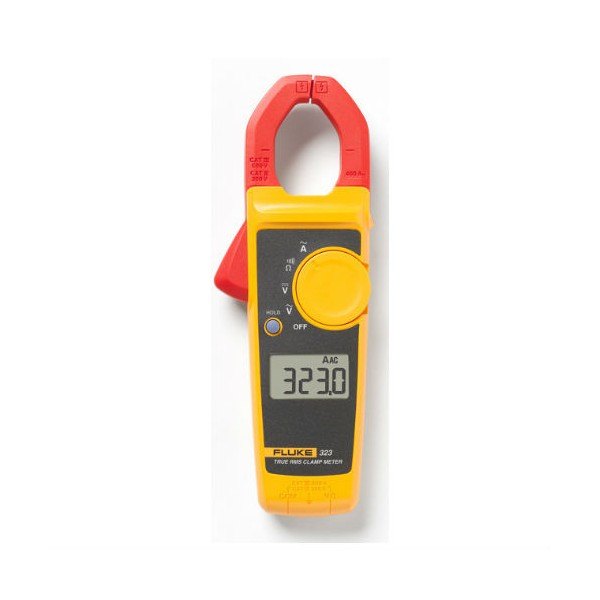 Fluke 325 - 집게 헤드와 표시창, 다이얼이 보이는 클램프미터