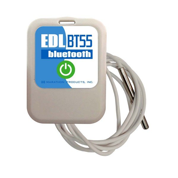 SpotSee EDL-BT55 - 블루투스 로고가 있는 본체와 긴 금속 센서 케이블