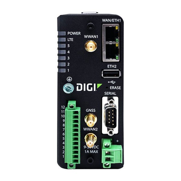 DIGI IX30 - 전면의 이더넷 포트와 시리얼 포트, 터미널 블록 확대