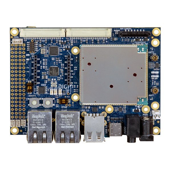 Digi ConnectCore® 8X SBC Pro - 위에서 본 보드의 커넥터와 방열 실드 배치