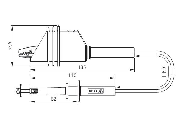 ELECTRO-PJP 5600/5500 - 악어 클립 테스트 리드의 치수도