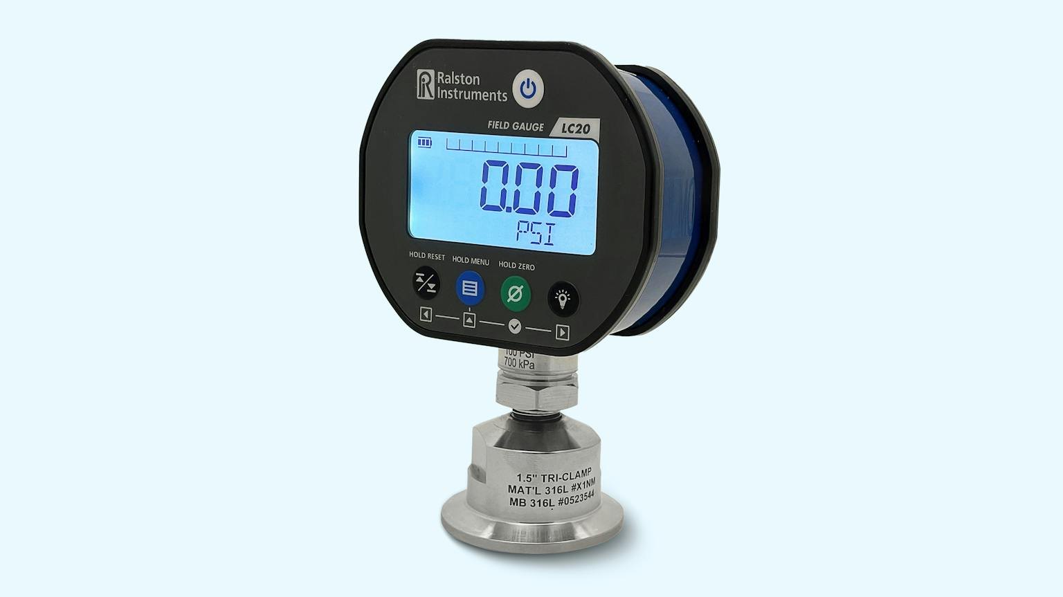 RALSTON INSTRUMENTS LC20 Digital Sanitary Pressure Gauge - 위생 연결부가 달린 디지털 압력게이지 전면부