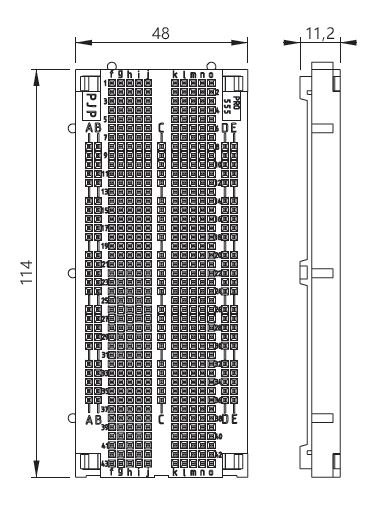 ELECTRO-PJP 19100.0 - 브레드보드의 접점 배열과 외형 치수도