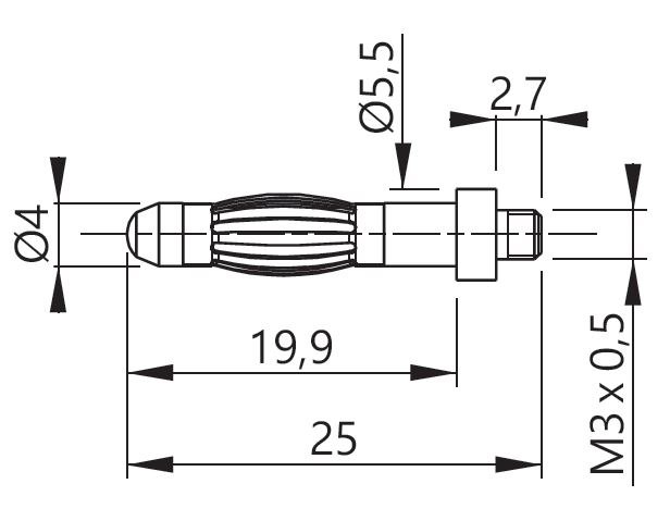 ELECTRO-PJP 60530 - 60535 - 판넬 고정용 플러그의 치수도