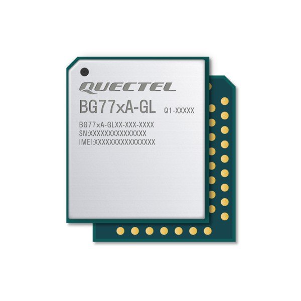 QUECTEL BG770A-GL - 쉴드 캔과 하단 단자가 보이는 셀룰러 모듈 상면