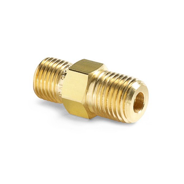 RALSTON INSTRUMENTS QTHA-2MB1 - 나사산과 육각 몸체가 보이는 황동 커넥터 모습