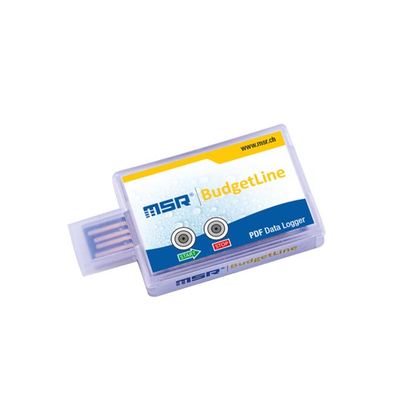 MSR63 - 시작과 정지 버튼, USB 단자가 보이는 로거 전면