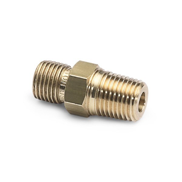 RALSTON INSTRUMENTS QTHA-2MB1-RT - 나사산과 육각 몸체가 보이는 황동 커넥터 모습